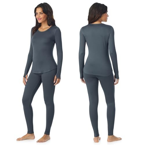 Image of Cuddl Duds Lightweight 2 Piece Active Base Layer Matching Sets for Women | Everyday Activewear, Long Sleeve Top & Leggings, Gym Workout & Fitness Clothes, Breathable Moisture Wicking Travel Lounge Set