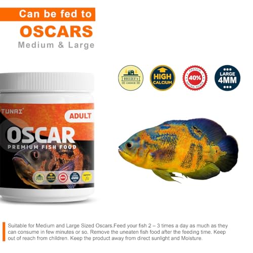 Image of TUNAI Supreme Formula Oscar Fish Food|4 Millimeter, 250 Gram|Contains 40% Protein for Medium & Large Sized Oscar, All Life Stages, Pellet