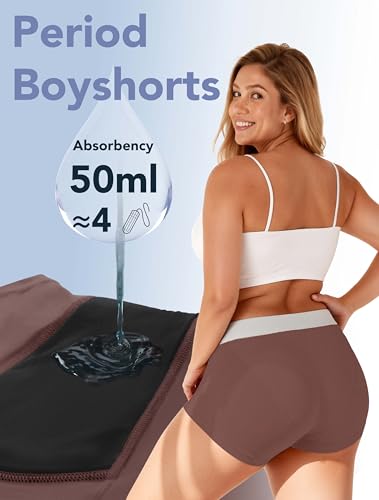 Image of TIICHOO Period Underwear for Women Heavy Flow Leakproof Menstural Underwear Period Shorts 5 Pack