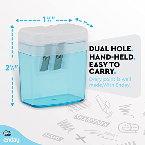 Enday 0696 Pencil Sharpener Dual Hole Manual Blue, Jumbo Crayon Sharpener thumb #4
