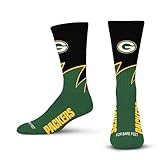 For Bare Feet NFL GREEN BAY PACKERS Black Wave Crew Sock Team Color LARGE