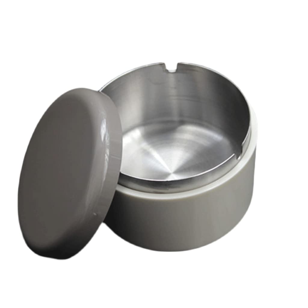 Cendrier avec couvercle gris idéal pour table de salon et terrasse