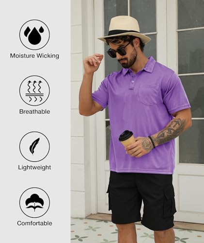 Image of SCODI 5 Pack Mens Pocket Polo Shirts Short Sleeve Golf Casual Work T-Shirt