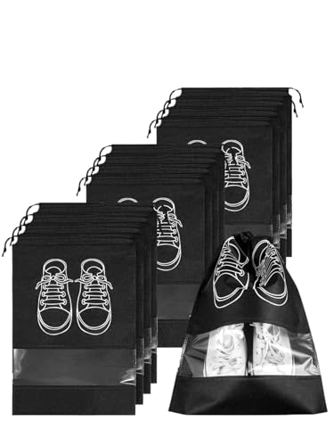 Bolsa de zapatos de viaje con ventana transparente, almacenamiento grueso e impermeable de 20 uds