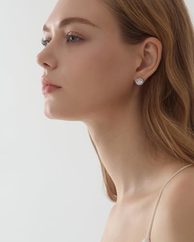 Moissanite Stud Earrings for Women D Color 925 Sterling Silver Diamond Earrings with 18K White Gold Plated3