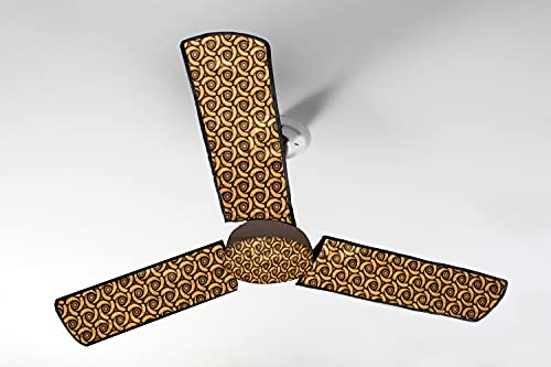 Image of Stylista Waterproof & Dustproof Three Blade Ceiling Fan Cover with attachable Enclosure Set of 2 Fan Covers Packed Pattern Light Yellow
