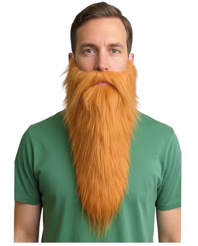 Ginger Blonde Hillbilly Beard Long Fake Irish Redneck Costume St. Patricks Leprechaun Beard for Men - One Size