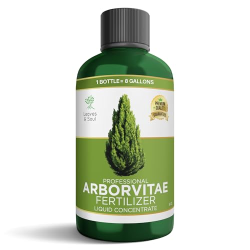 Leaves and Soul Arborvitae Fertilizer 8 oz, Professional Liquid Arbor Vitae Tree Fertilizer 6-4-6 Concentrate for Arborvitae Trees, Shrubs, Privacy Hedges and Outdoor Garden Use