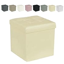 GX GARGIX Puff Pouf Contenitore Quadrato velluto Baule 38X38cm Trapuntato (dSSEL-BEIGE)