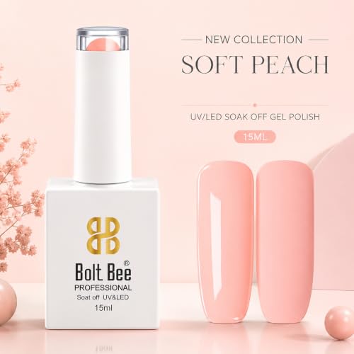 Image of BOLT BEE 15ML Gel Nail Polish 1Pc Clear Pink Glitter Nail Polish Soak Off UV LED Nail Gel Polish Nail Art Starter Manicure Salon DIY at Home, 0.5 OZ (1) (132)