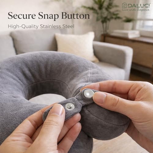 Image of DALUCI Travel Neck Pillow for Airplane Travel | Soft U Shape Head Support for Car Train Bus | Comfortable Neck Rest Pillow (Grey, Neck Pillow)