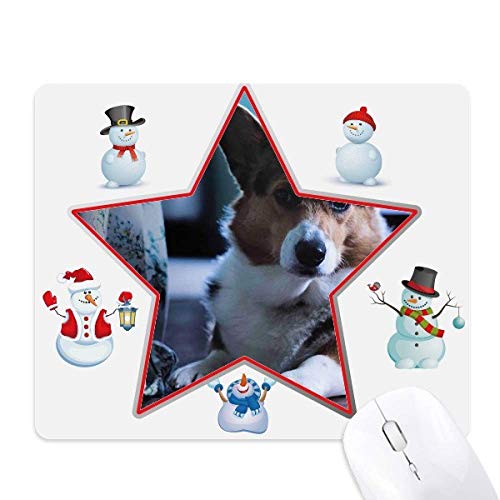 Tapis de souris corgi avec bonhomme de neige et étoile pour bureau
