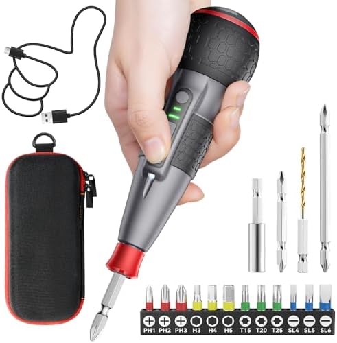 （05:30時点） Yacooda 電動ドライバー 小型 【2025新登場・高トルク・軸ブレなし】 電動6N.m 手動15N.m 強力 16点ビット付き 収納ケース付き USB-C充電式 高輝度LEDライト 軽量 DIY 操作簡単 女性/初心者対応 ブラック