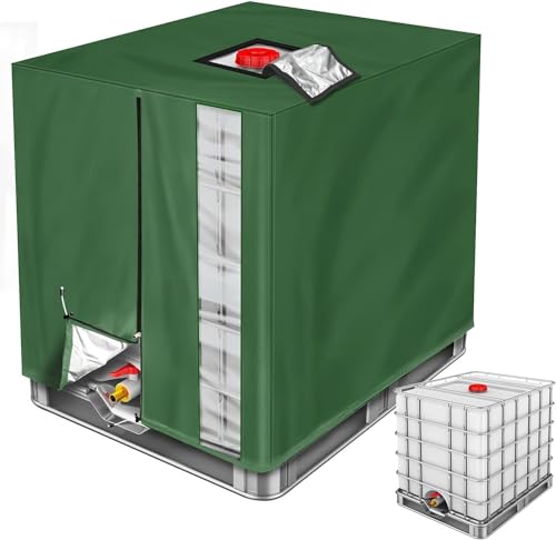 420D 1000L IBC Tank Cover Upgrade Cover for IBC Container 1000L for Water Tank with Zipper Cover Water Tank 1000L Waterproof Protective Tarpaulin Cover Rain Barrel 1000 Liters