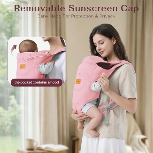 Image of Baby Carrier Newborn to Toddler(8-30lbs), Toddler Carrier Baby Holder Carrier with Adjustable Shoulder Strap, Chest Carriers, Pink
