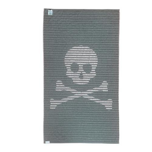 Toalla de Playa 90x180cm 100% Algodón 500GSM Beige con Logo y a Rayas Scalpers Home