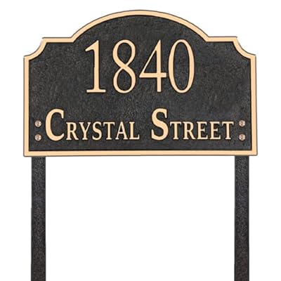 Personalized Address Sign LAWN MOUNTED - Custom House Number Sign Plaque,Address Plaque,House Address Numbers for Outside House Lawn,Yard,Ground,Garden,Drive Way Metal Free Standing with Stakes(Rose