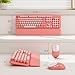 Wireless Keyboard and Mouse Combo, Typewriter Keyboard with Magnetic Wrist Rest, Full-Size Retro Round Keycaps, Smart-Sleep, 2.4GHz Stable Connection for Mac/Windows/PC, Trueque(Blush Pink)