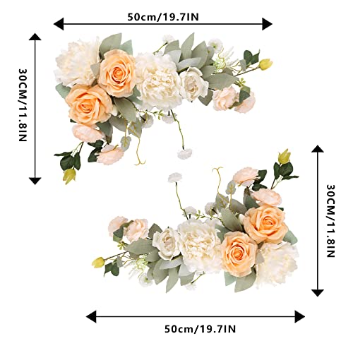Ipopu Wedding Arch Swag Flowers 2Pcs Floral Swags White Fake Flowers Wedding Arch Corner Flowers Fake Roses Combo Silk Peony For Wedding Decorations For Wedding Reception Ceremony (Champagne White) #TOP3