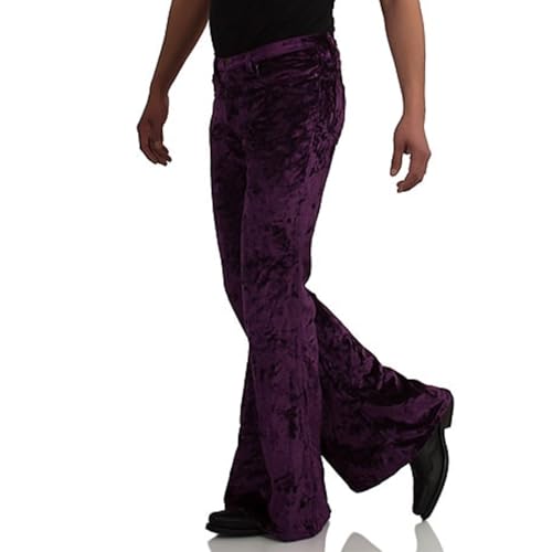 Image of EVEDESIGN Mens Bell Bottom Velvet Pants 60s 70s Disco Outfits for Men Vintage Flared Jeans