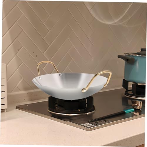 Wok pequeño de acero inoxidable con doble asa miniatura 6