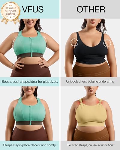 High Impact Zip Front Adjustable Sports Bra No Bounce Criss Cross Plus Size Bras for Women Workout Running4