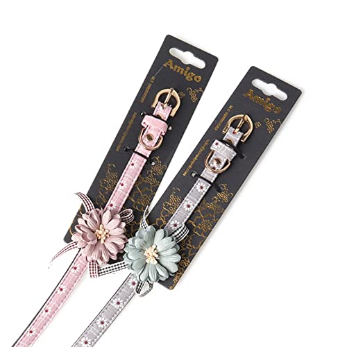 Collier pour chat en cuir réglable accessoire fleur chien cravate - 8