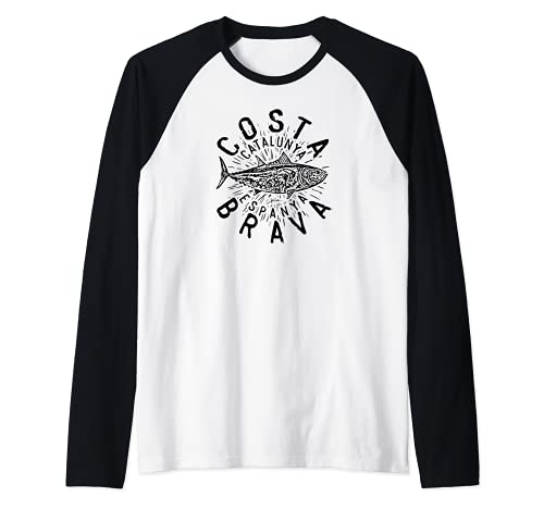 JCombs: Costa Brava, Catalonia, Spain, Bluefin Tuna Raglan Baseball Tee, Black