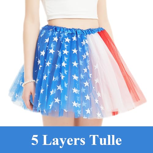 Women's 5-Layer Tulle Tutu Skirt, Adult Dance Ballet Tulle Dress,Teens Halloween Cosplay Running Tutu