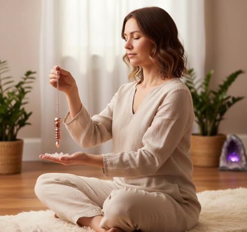 Image of Copper Chamber Pendulum for Reiki Healing, Dowsing & Chakra Balancing - Divination & Meditation Tool for Energy Cleansing