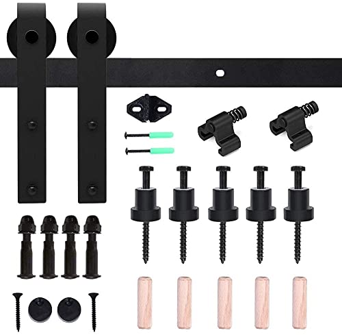 Miniatura 5 de Wolfbird 152cm 5ft Herraje Para Puerta Corredera Kit, Accesorios Herraje Corredera, El Kit De Riel Puerta Corredera De Granero,Forma Clásica.