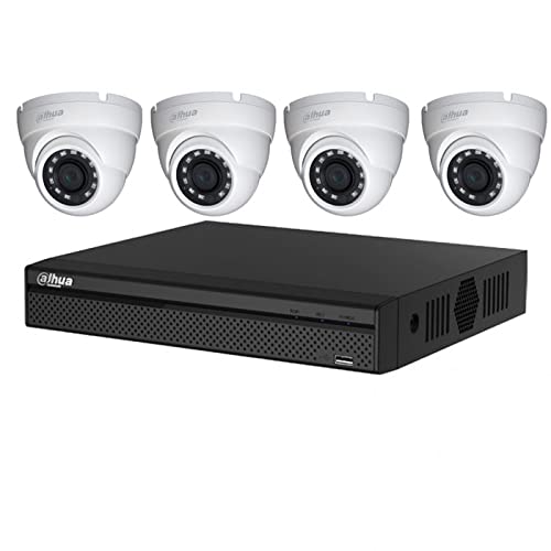 Kit Videosorveglianza Dahua Full HD – 4 Telecamere A Cupola 2MP + Registratore 4 Canali BNC (senza HDD)