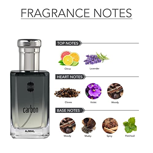 Image of Ajmal Carbon Liquid Eau De Parfum For Men With Citrus, Fresh, Green Spicy, Woody & Musky Scent, 100ml