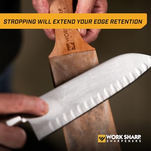 Image of Work Sharp Leather Strop And Diamond Emulsion Kit - Precision Edge Refinement System - Knife Sharpening, Polishing, Honing Tools And Blades