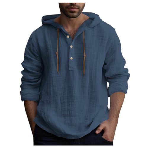 Mens Solid Color Casual Button Hooded Shirt Top Hooded Shirt Polo Shirts for Men2