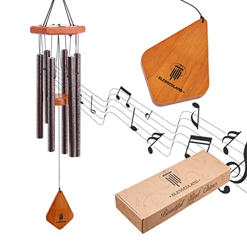 BLESSEDLAND Premium Windspiel 31", 6 Metal Tubes, Windspiel für Garten, Hof, terrasse und hauptdekoration (Kupfervene) Cover