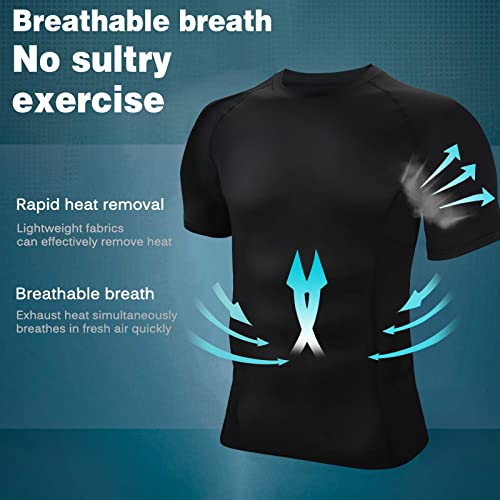 Boomcool Mens Compression Shirts Short Sleeve,Sports Base Layer T-Shirts Tops, Athletic Workout Shirt 3 Pack #TOP3
