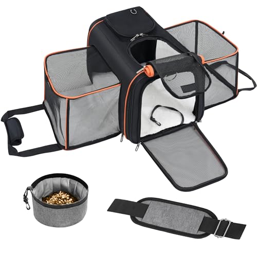 Cat Carrier,Portable Pet Carrier Bag for Cats and Small Dogs,Foldable Soft-Sided and Scratch-Proof mesh Cat Bag Pet Carriers,Airline Approved Pet Carrier,Pet Travel Carrier Up to 15 Lbs,Black