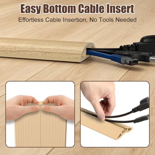 Image of Eapele Floor Cord Cover 10ft (2 Pack) Cord Covers for Wires on Floor, Heavy Duty Extension Cord Cover, Rubber Floor Cable Cover, Prevent Trip Hazard for Sidewalk Home Office Outdoor or Indoor Settings