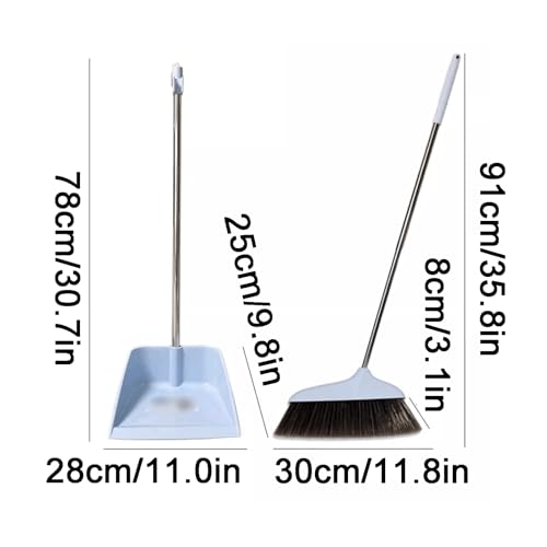 BLMAGS Kunststoff-Besen- und Kehrschaufel-Set, Haushaltsbesen mit weichen Borsten, Edelstahlgriff, Besen mit aufsteckbarer Kehrschaufel – Bild 3
