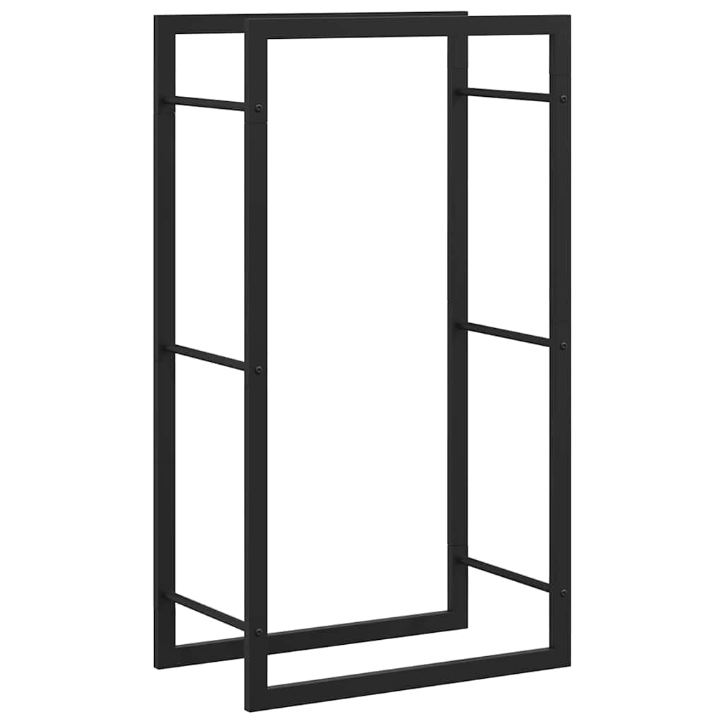 Fengshui Brennholzregal Stahl Schwarz 50x28x94 cm | Pulverbeschichtet, witterungsbestandig, mit Wandhalterung, fur trockenes Brennholz