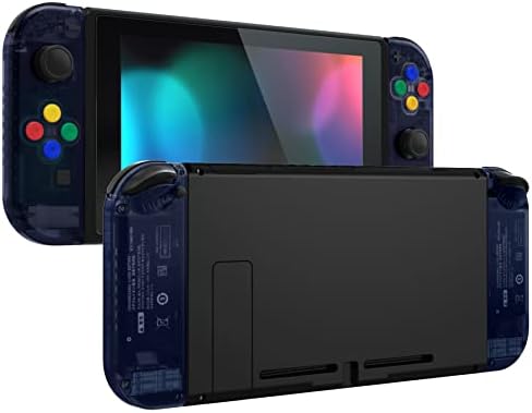 eXtremeRate Clear Deep Ocean Blue Joycon Handheld Controller Housing with Colorful Buttons, DIY Replacement Shell Case for Nintendo Switch & Switch OLED Model Joy-Con β Controller NOT Included - 5