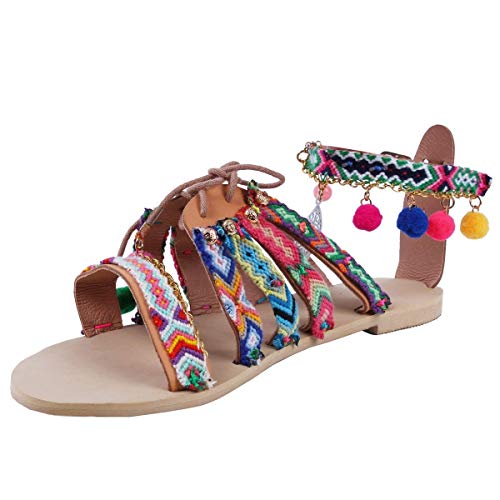 Amknn - Sandalias de Vestir de Piel para Mujer, Color marrón, Talla 38 EU