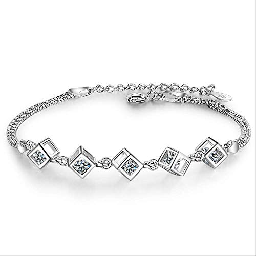 Bracelet pour Femme Feng Shui Cube Box Anti-Stress en Argent