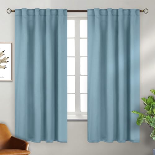 BGment Greyish Blue Curtains 63 inch Length for Bedroom, 38 x 63 Inch
