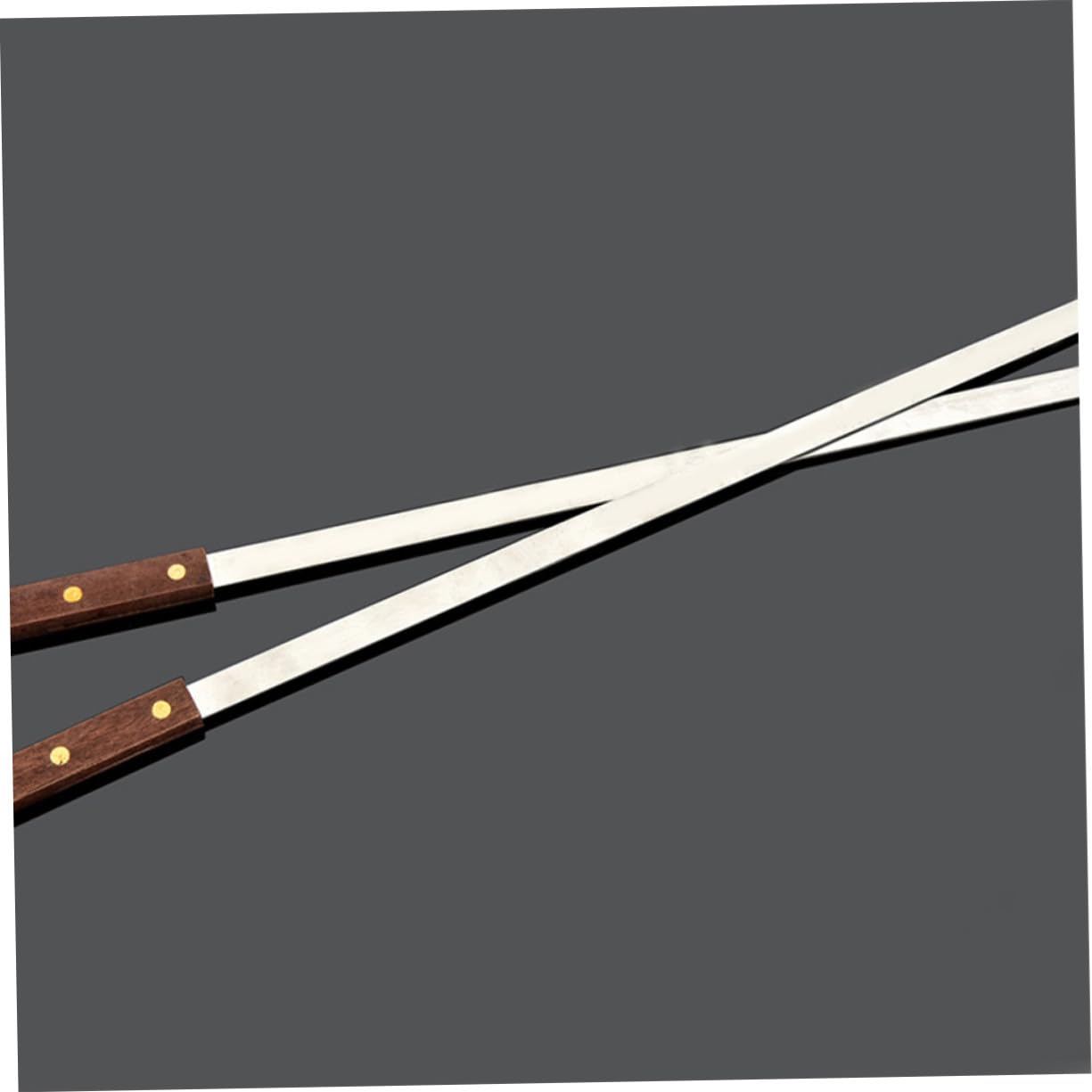 Hemobllo 5pezzi Spiedini per Barbecue in Acciaio Inox Riutilizzabili Manico in Legno Forchetta per Bbq Spiedini Lunghi e Piatti per Carne Marrone