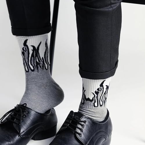 Image of Unisex Fire,Flame,Electric,lighting Design Print Crew Socks - Soft Cotton, Breathable & Stretchable Streetwear Socks for Men & Women | Stylish Casual, Sports & Daily Use