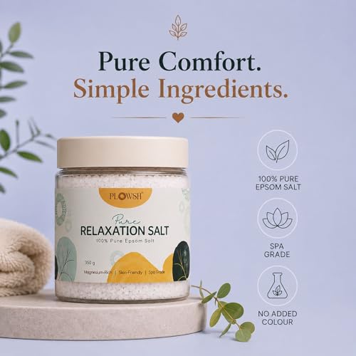 Image of 350gm Pure Epsom Bath Salt - Pack of 2 | 100% Premium Crystals For Relaxation, Muscle Comfort & Foot Care | Unscented Quick Dissolving Spa Soak Salt For Pedicure, Tired Legs & Body Wash