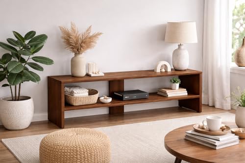 PEDPIX TV Unit, Modern Entertainment Center with Open Shelves, Br...