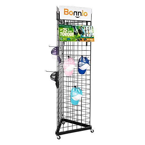 Bonnlo 6' x 2' Triangle Wire Grid Panel Tower with Base and Casters, 5mm Wire, 220 Weight Capacity Wire Grid Wall Display Rack with 3 Sizes x 6 Hooks